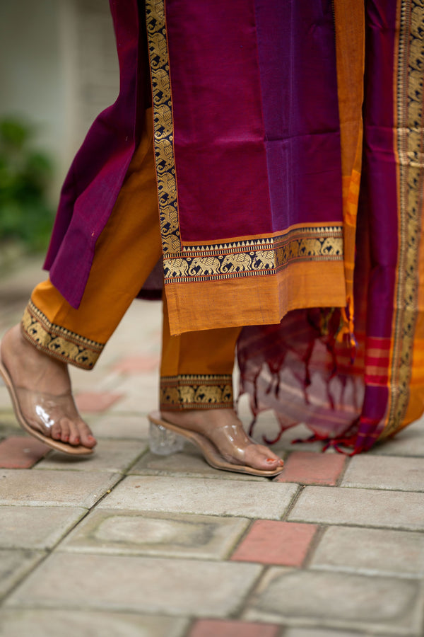 Tishara Royale Narayanpeth Handloom Cotton kurta pant Set