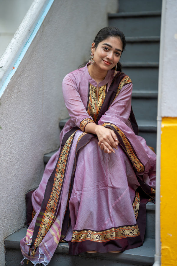 Tvarita Bloom Narayanpeth Handloom Cotton Anarkali Set