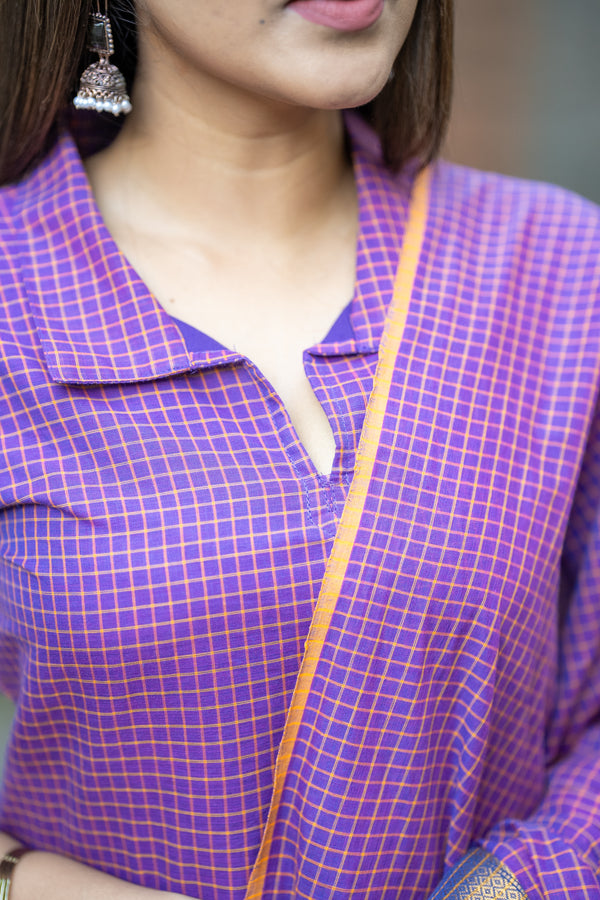 💜 Grace with Kanchi Cotton Traditional Checks & Zari Brilliance 💜