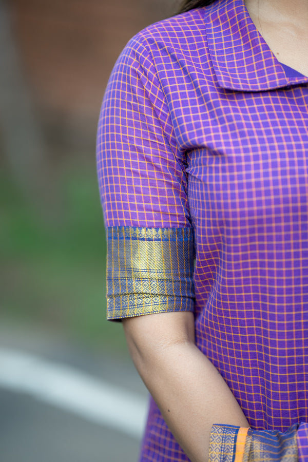 💜 Grace with Kanchi Cotton Traditional Checks & Zari Brilliance 💜