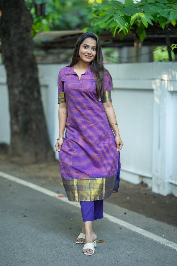 💜 Grace with Kanchi Cotton Traditional Checks & Zari Brilliance 💜