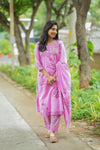 Valli Elegant Floral Pink Hand Block Salwar Suit