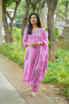 Valli Elegant Floral Pink Hand Block Salwar Suit