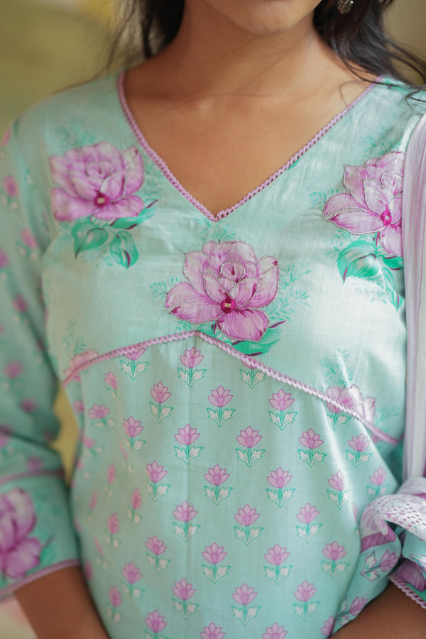 Tamira Aqua Floral Printed Salwar Suit