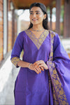 Vaibhavi Royal Purple Silk Kurta Set
