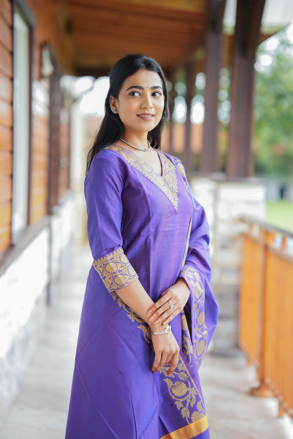 Vaibhavi Royal Purple Silk Kurta Set