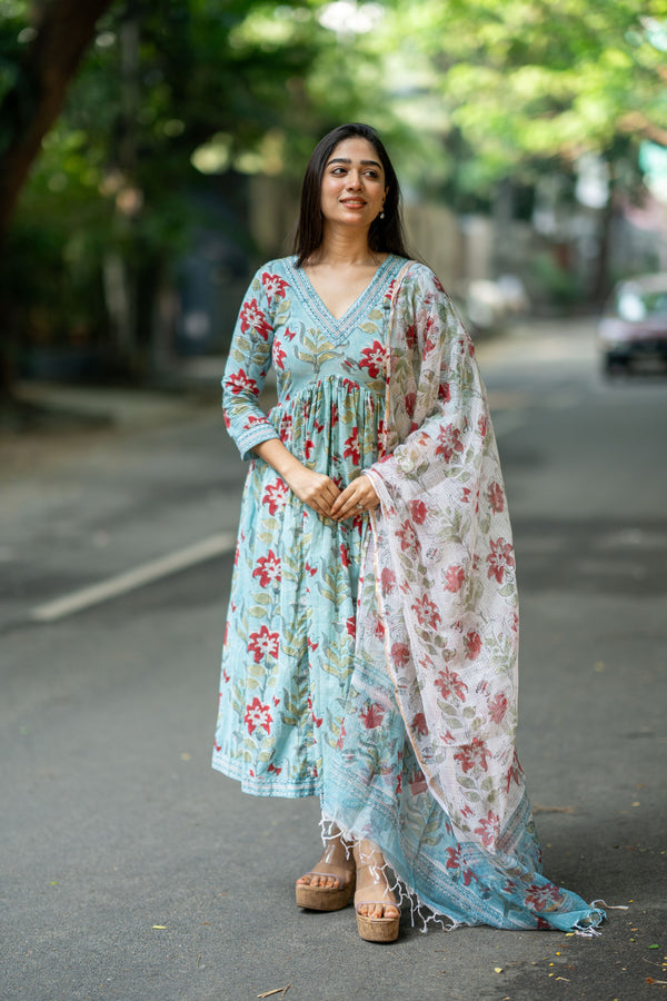 Mahira Handblock Alia Anarkali Set