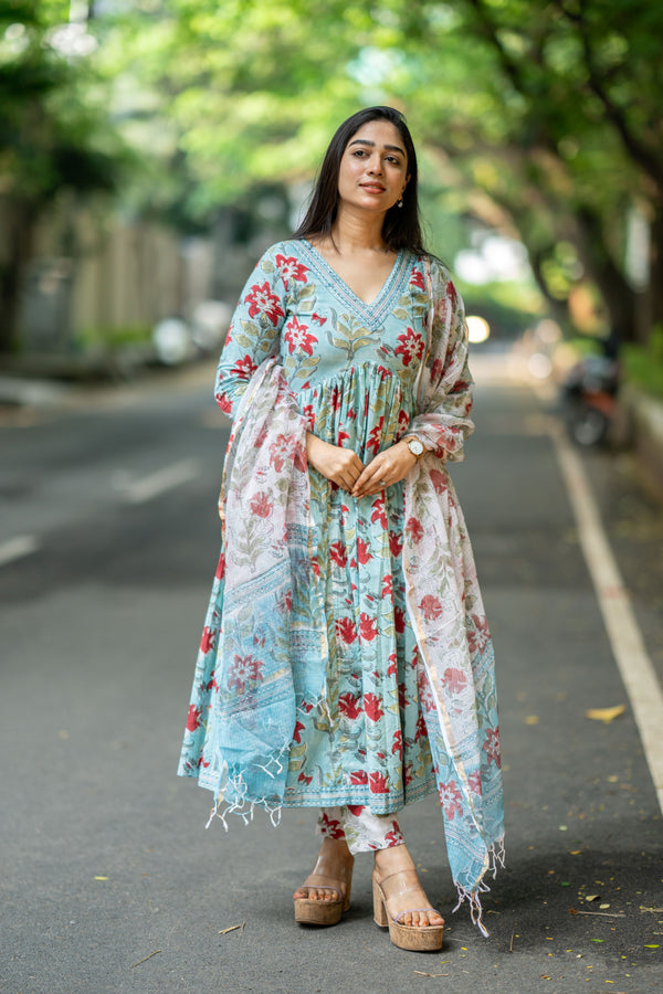 Mahira Handblock Alia Anarkali Set