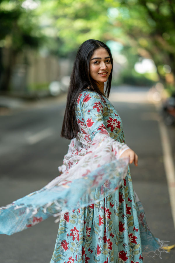 Mahira Handblock Alia Anarkali Set