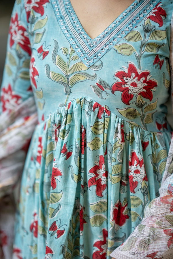 Mahira Handblock Alia Anarkali Set