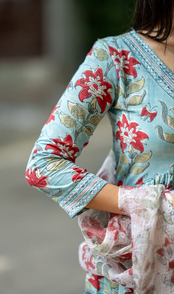 Mahira Handblock Alia Anarkali Set