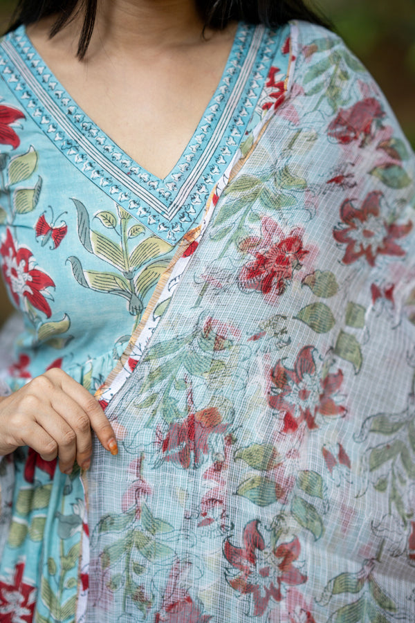 Mahira Handblock Alia Anarkali Set