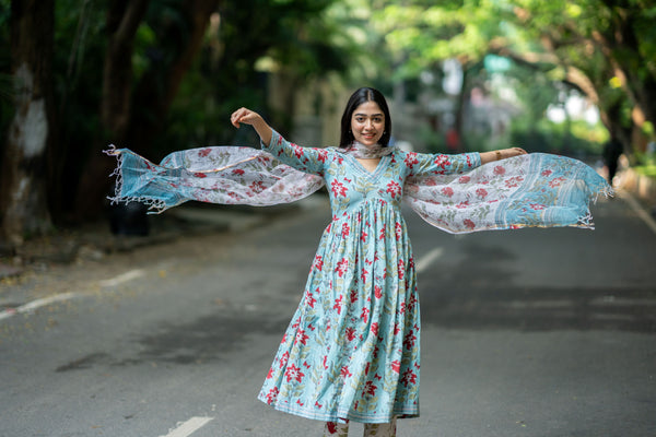 Mahira Handblock Alia Anarkali Set