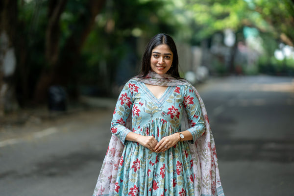 Mahira Handblock Alia Anarkali Set