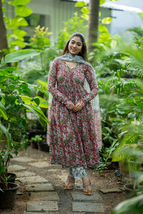 Kalangi Bagru Hand Block Cotton Anarkali