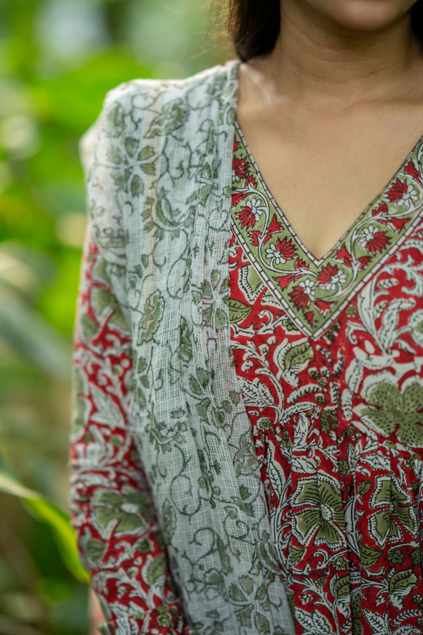 Kalangi Bagru Hand Block Cotton Anarkali