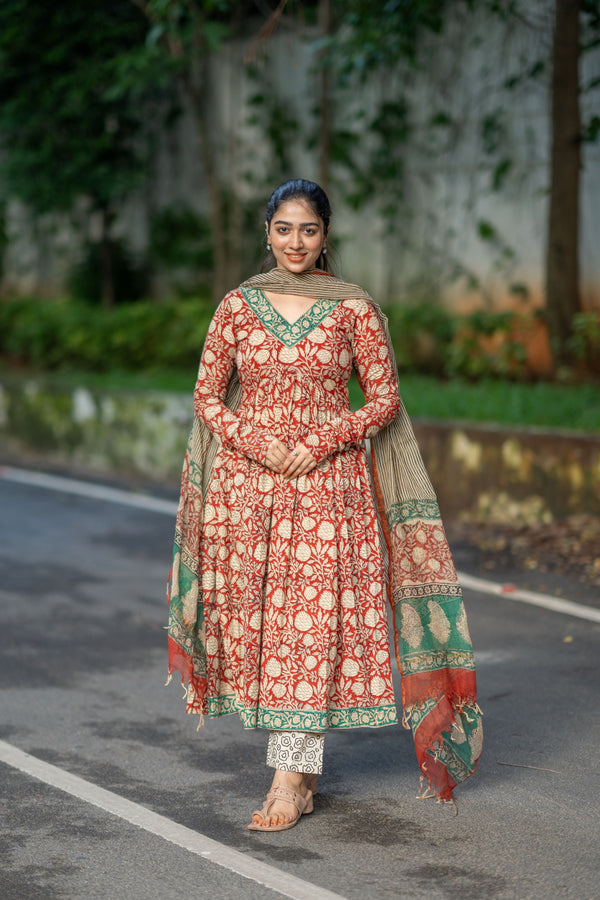 Nakshatra Bagru Hand Block Cotton Anarkali