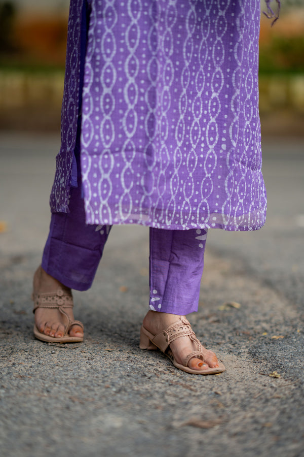 Mallika Bagru Hand Block Kota Doria Golden Zari Border Suit Sets-Pure Kota Doria handloom