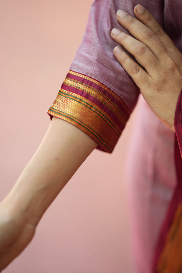 🌸 Mauve Pastel Loom – Narayanpet Grace