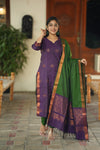 ๐ฟ โRegal Weave โ Purple & Green Pochampally Setโ