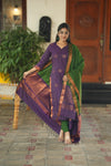 ๐ฟ โRegal Weave โ Purple & Green Pochampally Setโ