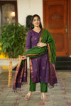 ๐ฟ โRegal Weave โ Purple & Green Pochampally Setโ