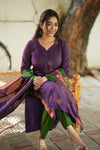 ๐ฟ โRegal Weave โ Purple & Green Pochampally Setโ