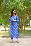 Suhani Blue Striped Casual Kurta Pant Set