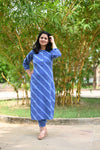 Suhani Blue Striped Casual Kurta Pant Set