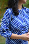Suhani Blue Striped Casual Kurta Pant Set