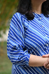 Suhani Blue Striped Casual Kurta Pant Set