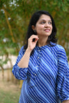 Suhani Blue Striped Casual Kurta Pant Set