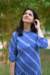 Suhani Blue Striped Casual Kurta Pant Set