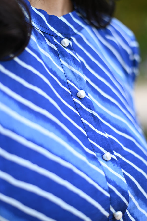 Suhani Blue Striped Casual Kurta Pant Set