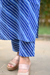 Suhani Blue Striped Casual Kurta Pant Set
