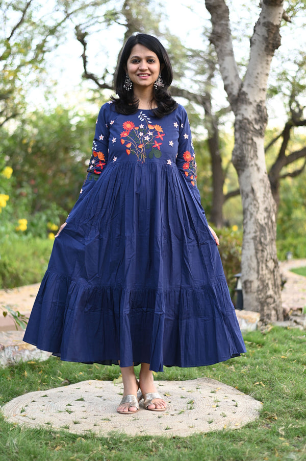 Amber Navy Blue Tiered Maxi Dress