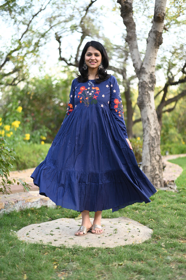 Amber Navy Blue Tiered Maxi Dress