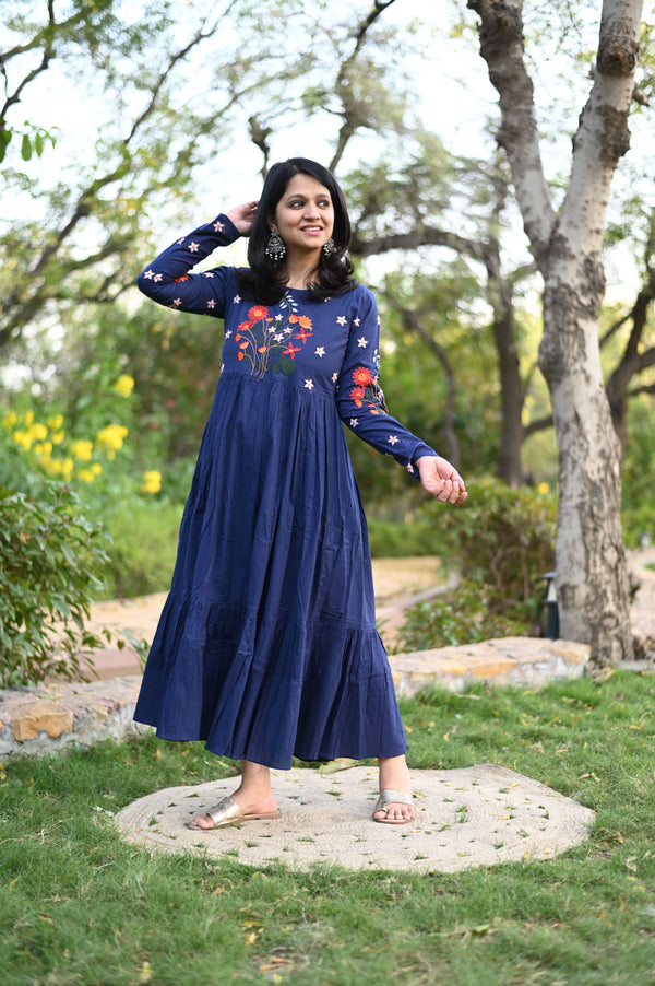 Amber Navy Blue Tiered Maxi Dress