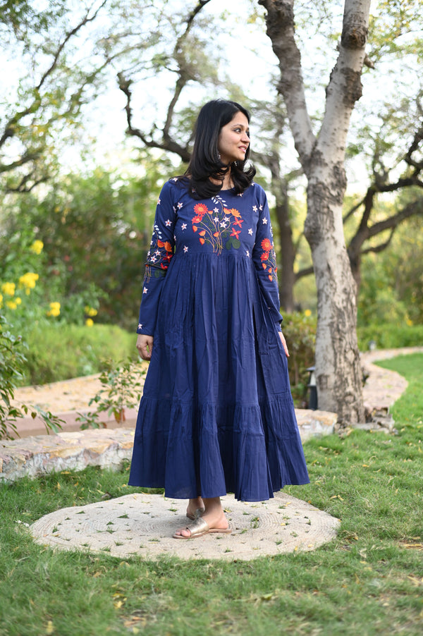 Amber Navy Blue Tiered Maxi Dress