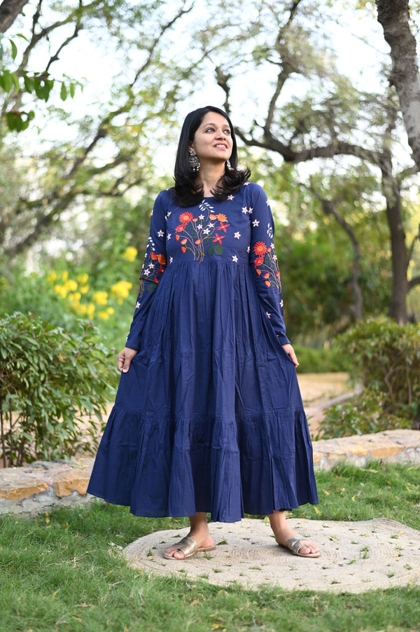 Amber Navy Blue Tiered Maxi Dress