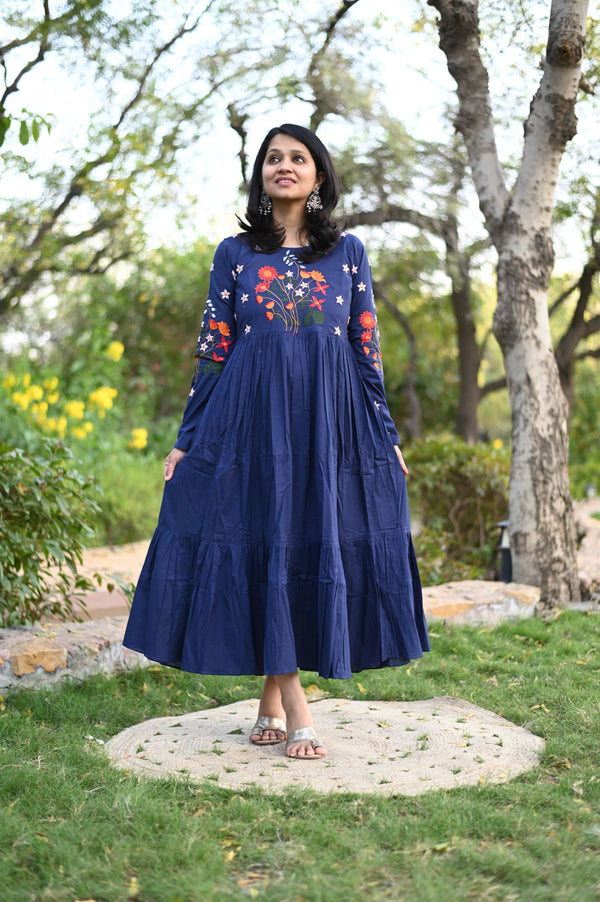 Amber Navy Blue Tiered Maxi Dress