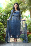 Meherbaan Indigo Bloom Handblock Suit Set πΏ