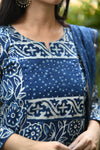 Meherbaan Indigo Bloom Handblock Suit Set πΏ