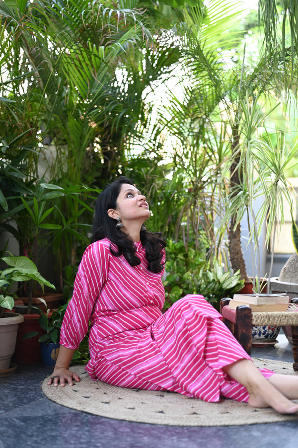 Suhani Pink Striped Casual Kurta Pant