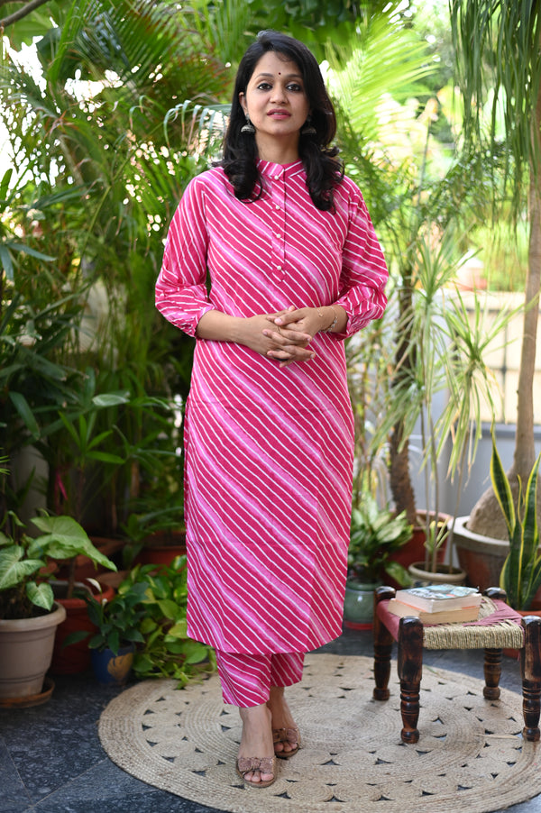 Suhani Pink Striped Casual Kurta Pant