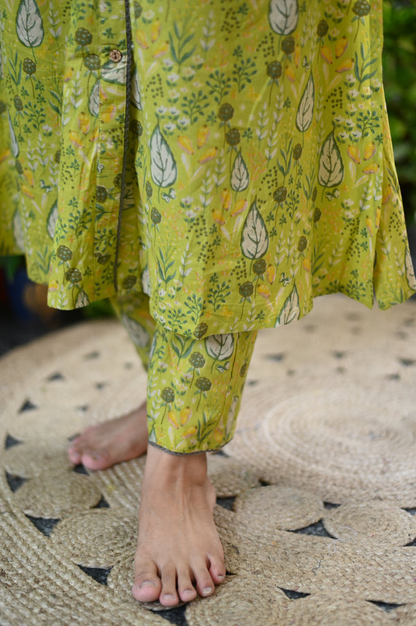 Pranavi Leafy Green Kurta Pant Set