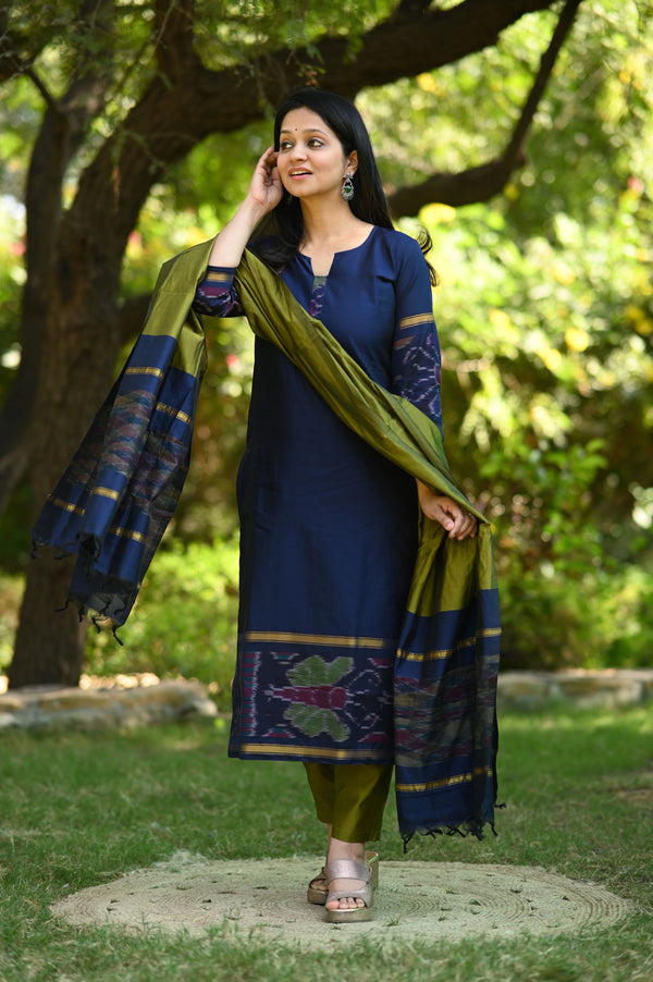 Varnika Elegant Pochampalli Silk Suit Set