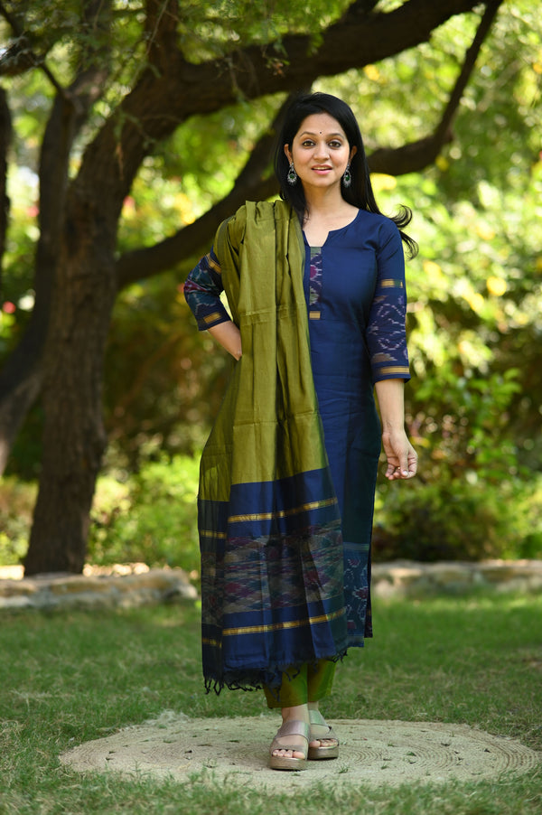 Varnika Elegant Pochampalli Silk Suit Set