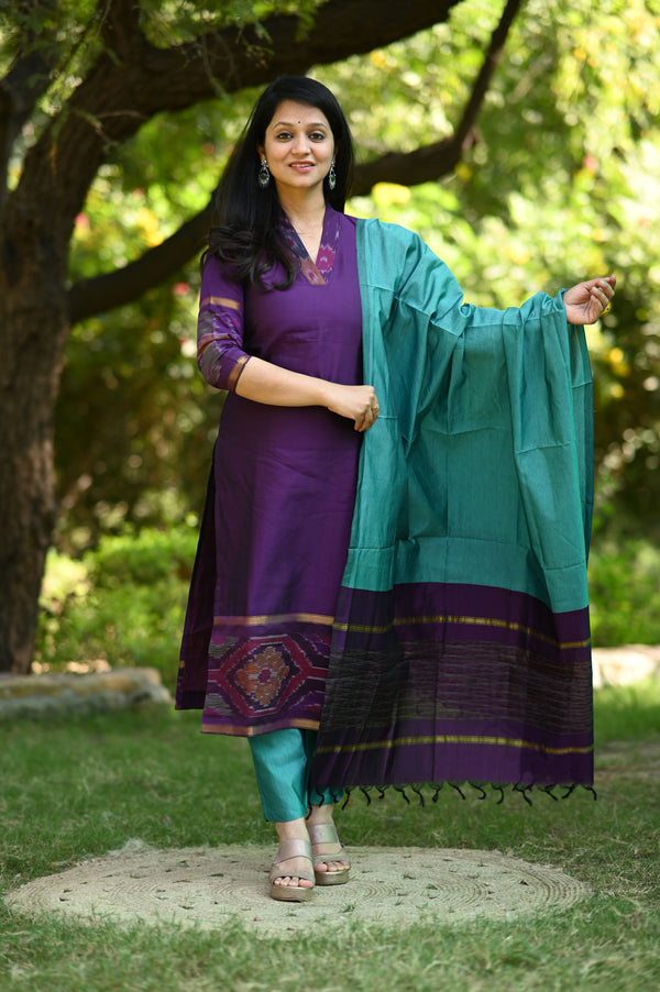 Anvika Pochampalli Silk Suit Set