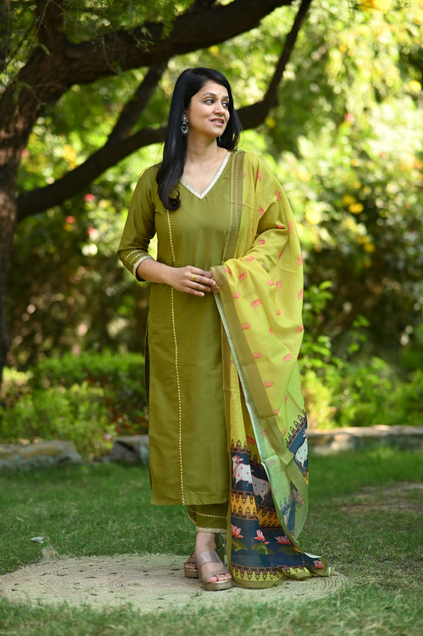 Varshini Silk Suit set with Chanderi Dupatta